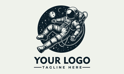 Astronaut floats peacefully in space, surrounded by stars and celestial bodies.