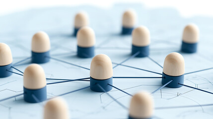 Obraz premium Interconnected network of figures, symbolizing collaboration, communication, and relationships within a structured system.
