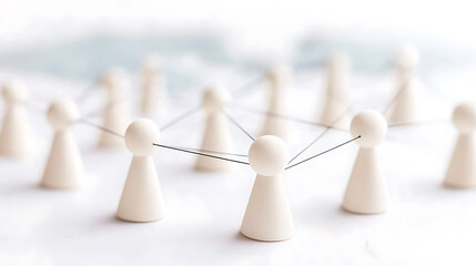Obraz premium Network Connection: Teamwork represented by connected figures. A visual metaphor for collaboration, partnership, and social networking.