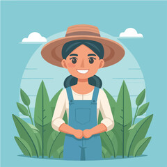 vector character of a smiling field style flat design