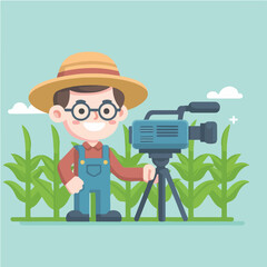 vector character of a smiling field style flat design
