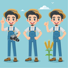 vector character of a smiling field style flat design