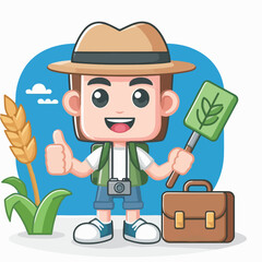 vector character of a smiling field style flat design
