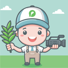 vector character of a smiling field style flat design