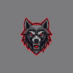 wolf head with red eyes