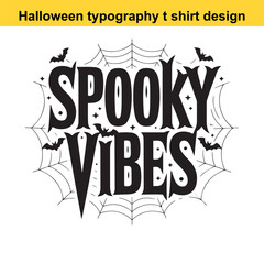 Black and White Spooky Vibes Halloween Design with Bats and Spiderweb Elements