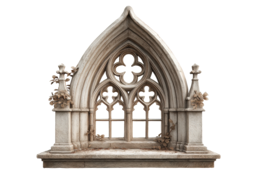 PNG Gothic archway with ornate details and floral motifs