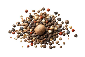 PNG Variety of colorful mixed peppercorns isolated on black background