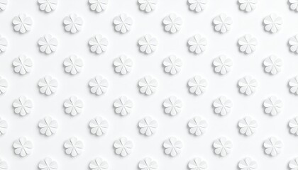 Uniform Grid Of Small Four Petal Rosettes In White Background With Repeating Floral Pattern