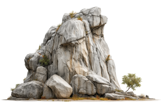 PNG Majestic rock formation with small tree and vegetation