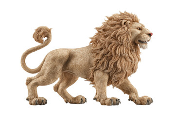 Obraz premium PNG Majestic tan lion with flowing mane on black background