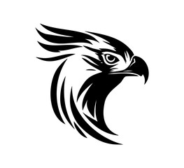 Obraz premium Majestic eagle head with stylized feathers creates a striking, minimalist design perfect for logos or symbolic art with a strong impact.