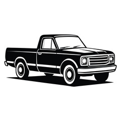 Monochrome Silhouette of a Classic American Pickup Truck Capturing Nostalgia and Automotive Design in a Bold Graphic Style