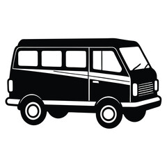 Monochromatic Van Illustration Sleek Design and Simple Lines Depicting Automotive Transport and Classic Vehicle Aesthetic with a Retro Touch