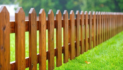 Weathered Chestnut Rail Fence With Morning Dew Under Green Grass in a Rural Landscape