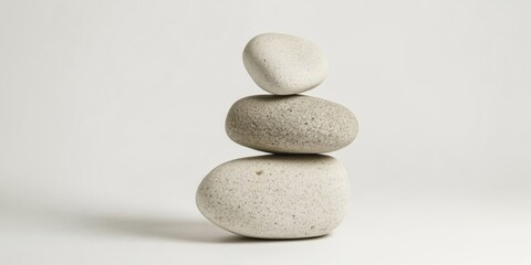 Beautifully Balanced Stones Arranged on a Minimalist and Calm Background for Visual Appeal