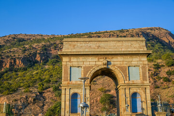 Fototapeta premium Hartbeespoort dam wall and tunnel in north west province south africa
