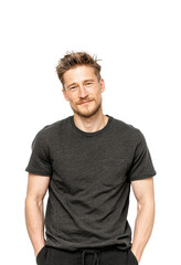 Smiling young man portrait professional neutral isolated on transparent background