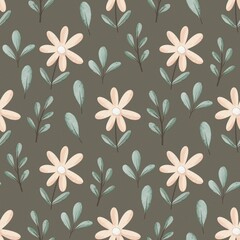 seamless pattern with cartoon flowers. hand drawing. design for fabric, print, textile, wrapper