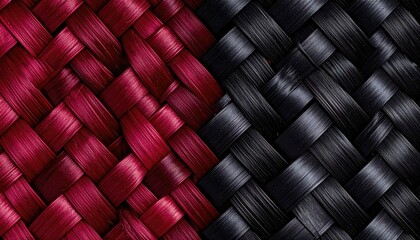 Woven Fiber Texture in Deep Burgundy and Charcoal with Diagonal Pattern and Contrasting Colors