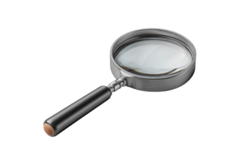 PNG Close-up of classic magnifying glass with wooden handle