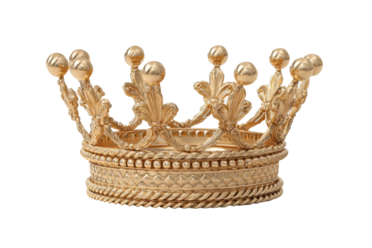 PNG Ornate gold crown with intricate details and decorative orbs