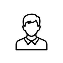 Simple line drawing of a young man in a collared shirt  