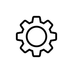 Gear icon with black outline on white background  