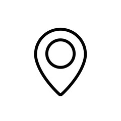 Simple location pin icon in black outline design  