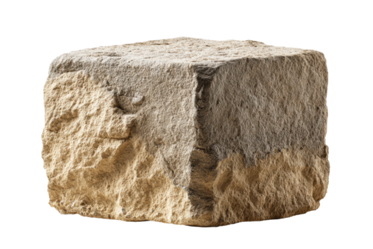 PNG Rough textured cube-shaped stone isolated on white background