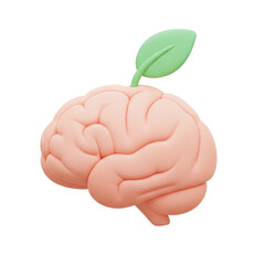 Brain with growing leaf icon for growth mindset