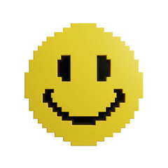 Pixel art smiley face 3d icon for happiness