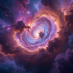 Space Illustration with Abstract Nebula and Celestial Galaxies

