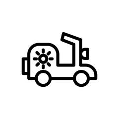 Icon Line solar powered electric motorbike with sun symbol. Free energy, ecology, renewable, green energy and solar power plant concept. Linear and Outline icon.