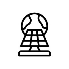 Icon Line globe and solar panel. Free energy, ecology, renewable, green energy and solar power plant concept. Linear and Outline icon.