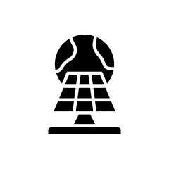 Icon Glyph globe and solar panel. Free energy, ecology, renewable, green energy and solar power plant concept. Black and Solid icon.