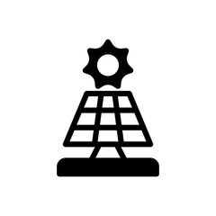 Icon Glyph solar panel, sun energy. Free energy, ecology, renewable, green energy and solar power plant concept. Black and Semi Solid icon.