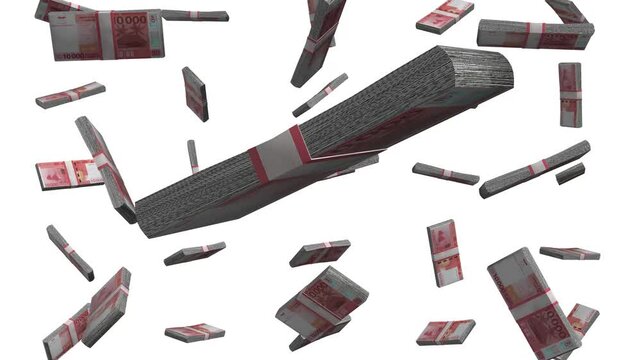 Falling stacks of CFP franc banknotes in French Pacific territories