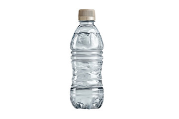 Fototapeta premium PNG Clear plastic water bottle with beige cap on black background