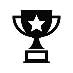 Black Silhouette Vector Illustration Of A Trophy With Star