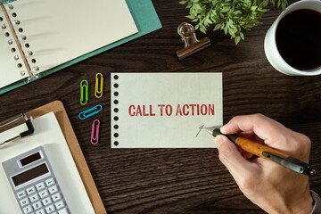 There is word card with the word Call To Action. It is as an eye-catching image.