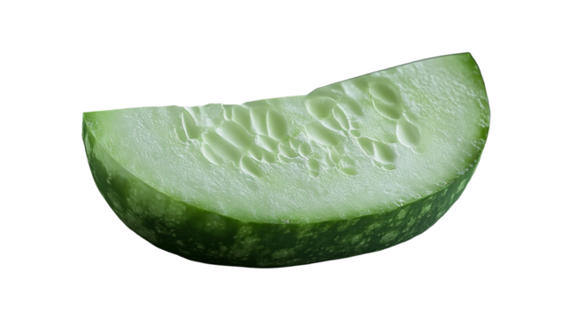 Freshly sliced cucumber showcasing its juicy flesh a refreshing symbol of summer and healthy on transparent background