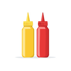 Bottles of Ketchup and Mustard Isolated on a Transparent Background 