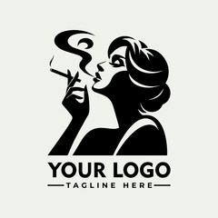 Silhouette of a woman smoking, with stylized smoke and elegant pose.