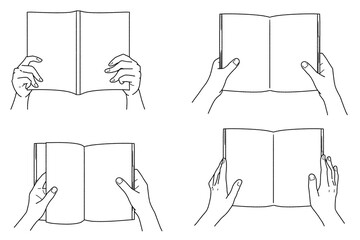 本を持つ手セット・線画のみ