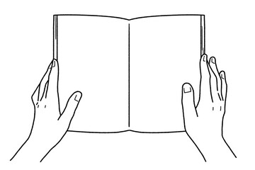 本を持つ手・線画のみ