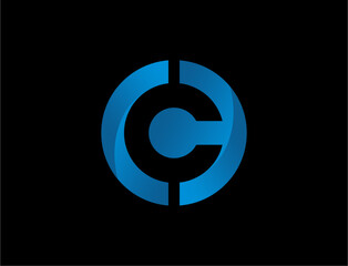 Abstract blue letter c logo design
