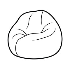 bean bag chair in relaxed shape  black line art  