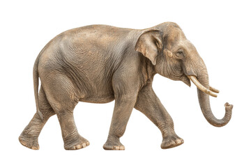 Obraz premium PNG Asian elephant walking with curved trunk and textured skin on white background