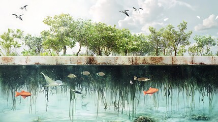 Seawall Ecosystem Restoration Project Featuring Mangrove Integration to Strengthen Coastal Resilience and Promote Marine Biodiversity Recovery